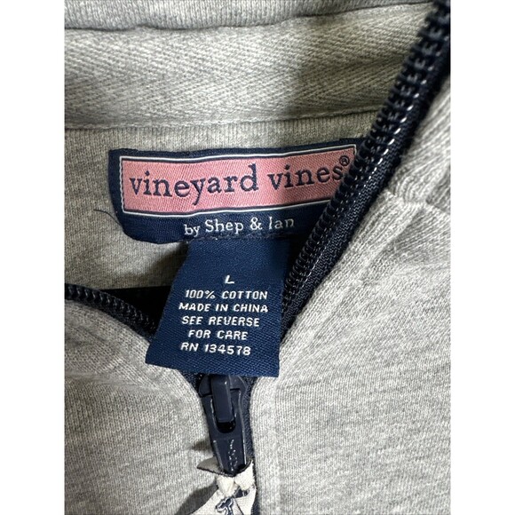 Vineyard Vines Collegiate Quarter Zip Gray With Navy Sweatshirt Men's Size Large - Picture 5 of 9